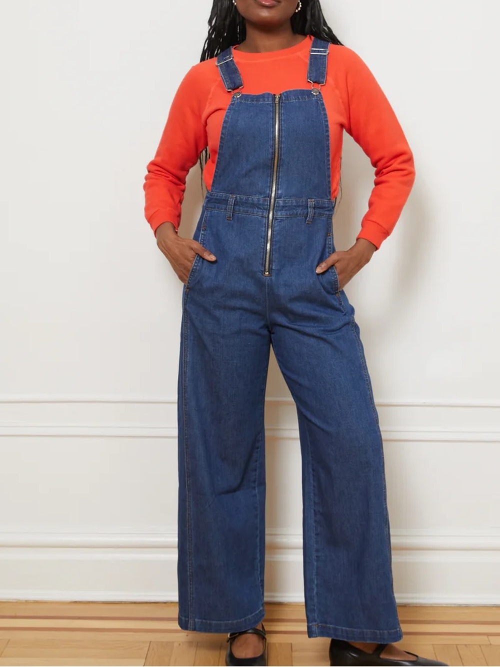 Loup Madelyn Zip Front Denim Overals - Picture 4 of 12